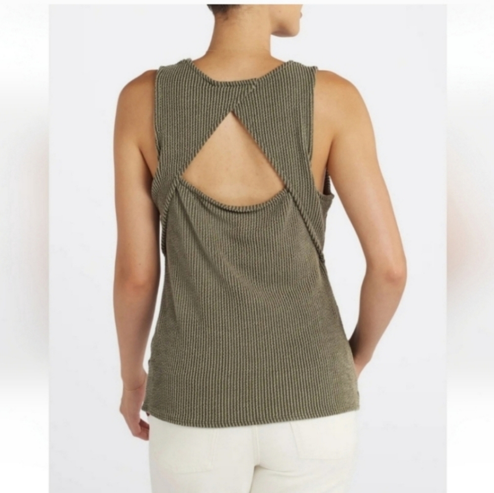 Olive Green Sleeveless Cutout Back Top By Gilli